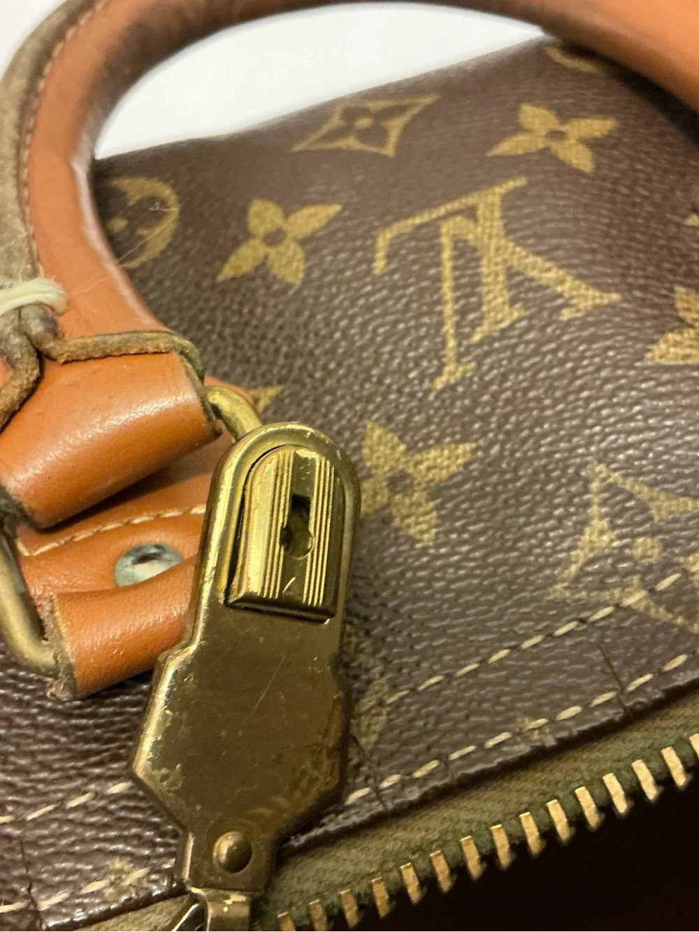 Vintage Louis Vuitton Monogram Canvas Satchel in Brown and Tan mini